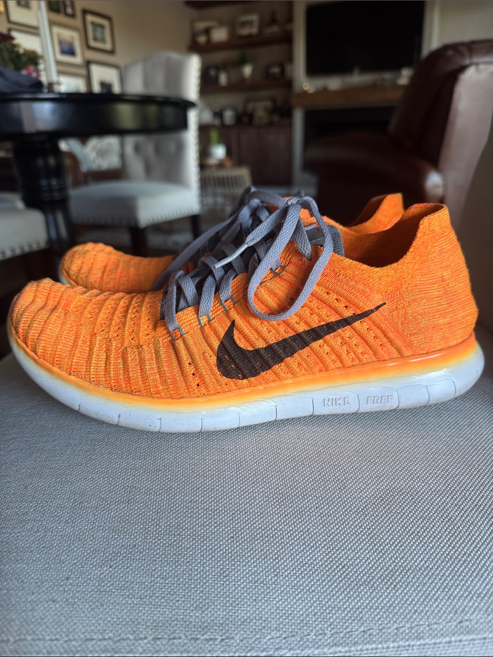Nike Women’s Orange Flyknit Running Shoes-size 9